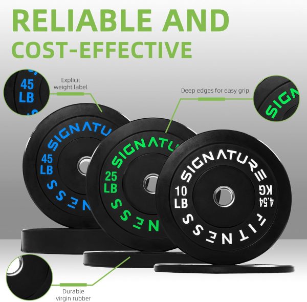 Olympic Barbell 2-Inch Rubber Bumper Plate Weight Set for Strength Training, Multiple Options - Image 53