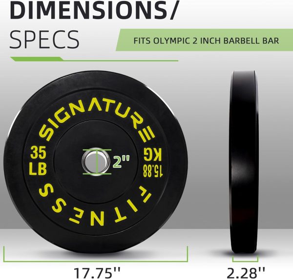 Olympic Barbell 2-Inch Rubber Bumper Plate Weight Set for Strength Training, Multiple Options - Image 58
