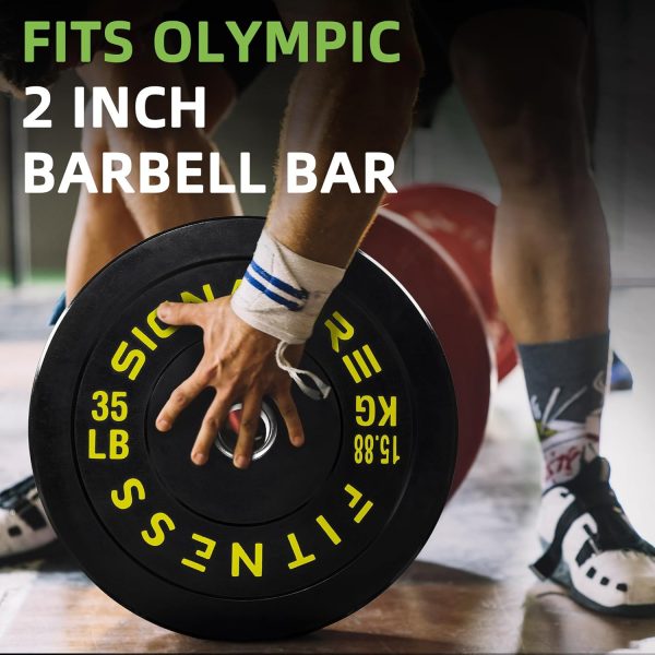 Olympic Barbell 2-Inch Rubber Bumper Plate Weight Set for Strength Training, Multiple Options - Image 60