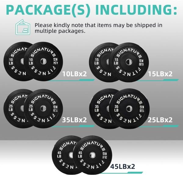 Olympic Barbell 2-Inch Rubber Bumper Plate Weight Set for Strength Training, Multiple Options - Image 66