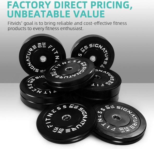 Olympic Barbell 2-Inch Rubber Bumper Plate Weight Set for Strength Training, Multiple Options - Image 68