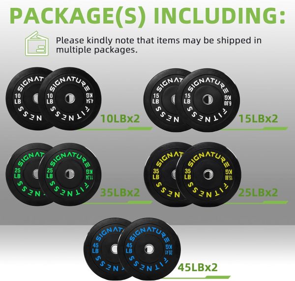 Olympic Barbell 2-Inch Rubber Bumper Plate Weight Set for Strength Training, Multiple Options - Image 72