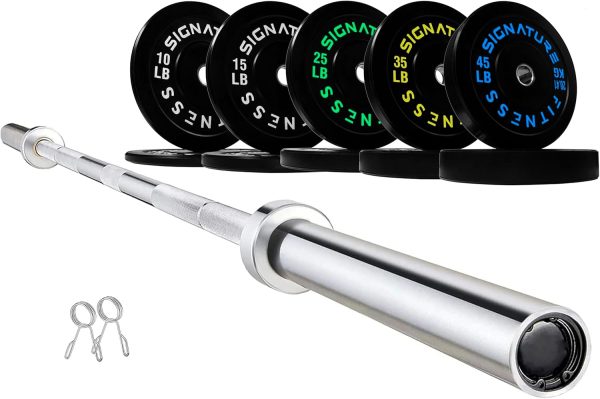 Olympic Barbell 2-Inch Rubber Bumper Plate Weight Set for Strength Training, Multiple Options - Image 74