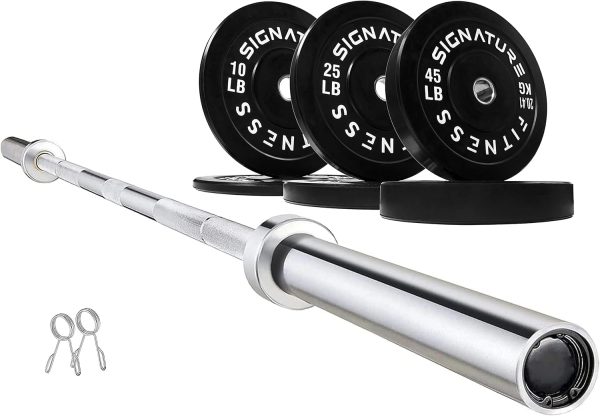 Olympic Barbell 2-Inch Rubber Bumper Plate Weight Set for Strength Training, Multiple Options - Image 85
