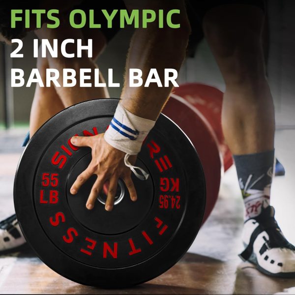 Olympic Barbell 2-Inch Rubber Bumper Plate Weight Set for Strength Training, Multiple Options - Image 97