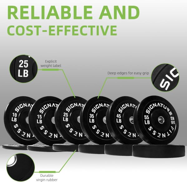 Olympic Barbell 2-Inch Rubber Bumper Plate Weight Set for Strength Training, Multiple Options - Image 100