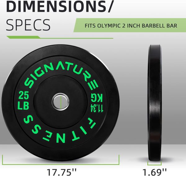 Olympic Barbell 2-Inch Rubber Bumper Plate Weight Set for Strength Training, Multiple Options - Image 102