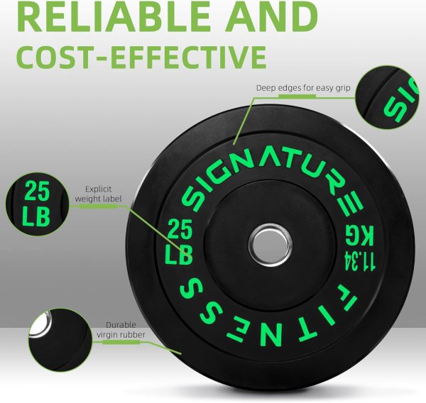 Olympic Barbell 2-Inch Rubber Bumper Plate Weight Set for Strength Training, Multiple Options - Image 103