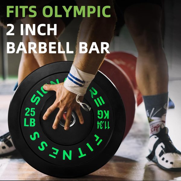 Olympic Barbell 2-Inch Rubber Bumper Plate Weight Set for Strength Training, Multiple Options - Image 104