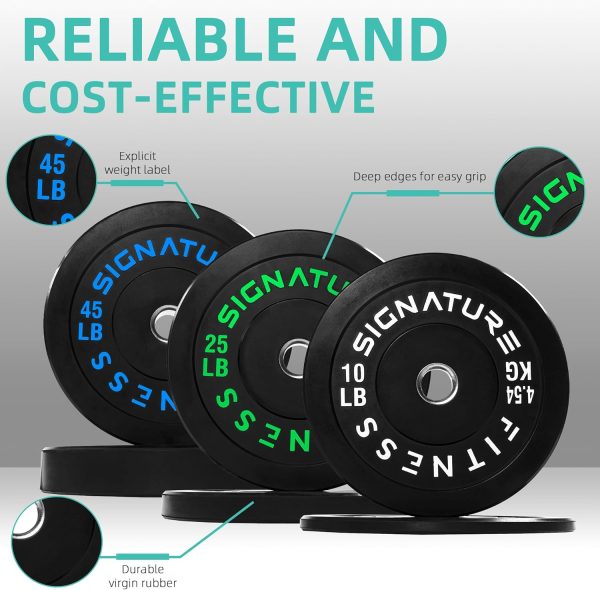 Olympic Barbell 2-Inch Rubber Bumper Plate Weight Set for Strength Training, Multiple Options - Image 111
