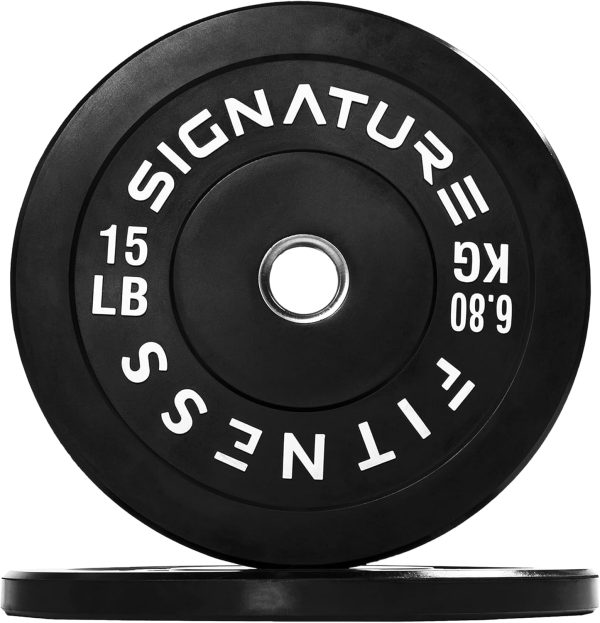 Olympic Barbell 2-Inch Rubber Bumper Plate Weight Set for Strength Training, Multiple Options - Image 118