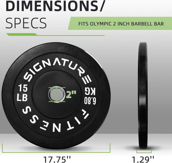 Olympic Barbell 2-Inch Rubber Bumper Plate Weight Set for Strength Training, Multiple Options - Image 119