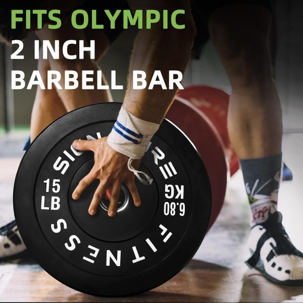 Olympic Barbell 2-Inch Rubber Bumper Plate Weight Set for Strength Training, Multiple Options - Image 121