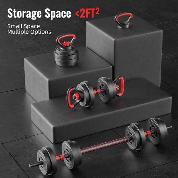 Multi-Functional Portable Changeable Dumbbell and Barbell Kettlebell Set with Adjustable Weights, Multiple Styles, 40LBS or 60LBS Sets - Image 4
