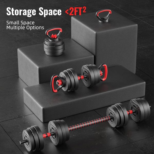 Multi-Functional Portable Changeable Dumbbell and Barbell Kettlebell Set with Adjustable Weights, Multiple Styles, 40LBS or 60LBS Sets - Image 10