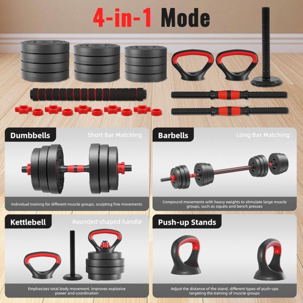Multi-Functional Portable Changeable Dumbbell and Barbell Kettlebell Set with Adjustable Weights, Multiple Styles, 40LBS or 60LBS Sets - Image 11