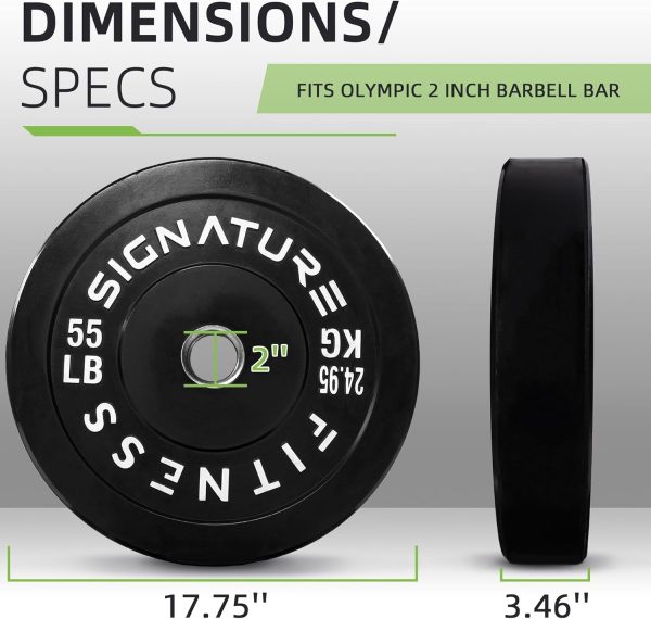 Olympic Barbell 2-Inch Rubber Bumper Plate Weight Set for Strength Training, Multiple Options - Image 139