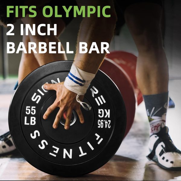 Olympic Barbell 2-Inch Rubber Bumper Plate Weight Set for Strength Training, Multiple Options - Image 141