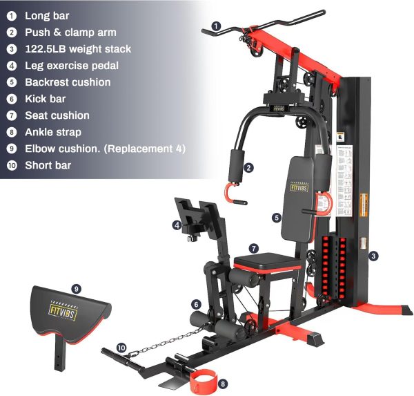 Home Gym, Multifunctional Workout Equipment with Leg Press, Exercise Equipment for Home with Pulley System - Image 9