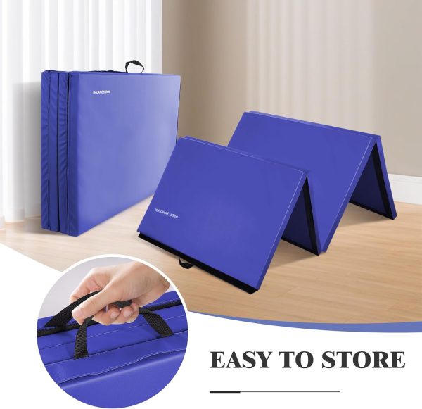 Folding Exercise Gymnastics Mat, 4'x8'x2" Gym Workout Mat with Carrying Handles High-Density Anti-Tear Portable Fitness Aerobics Mats for Home Gym Yoga Pilates Tumbling MMA Core Training, Multiple Colors - Image 4