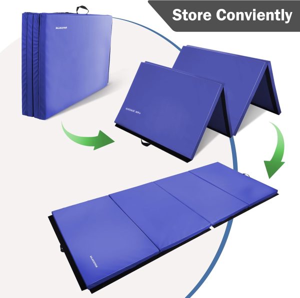 Folding Exercise Gymnastics Mat, 4'x8'x2" Gym Workout Mat with Carrying Handles High-Density Anti-Tear Portable Fitness Aerobics Mats for Home Gym Yoga Pilates Tumbling MMA Core Training, Multiple Colors - Image 5