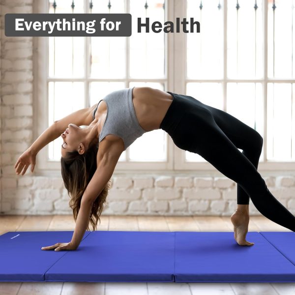 Folding Exercise Gymnastics Mat, 4'x8'x2" Gym Workout Mat with Carrying Handles High-Density Anti-Tear Portable Fitness Aerobics Mats for Home Gym Yoga Pilates Tumbling MMA Core Training, Multiple Colors - Image 6