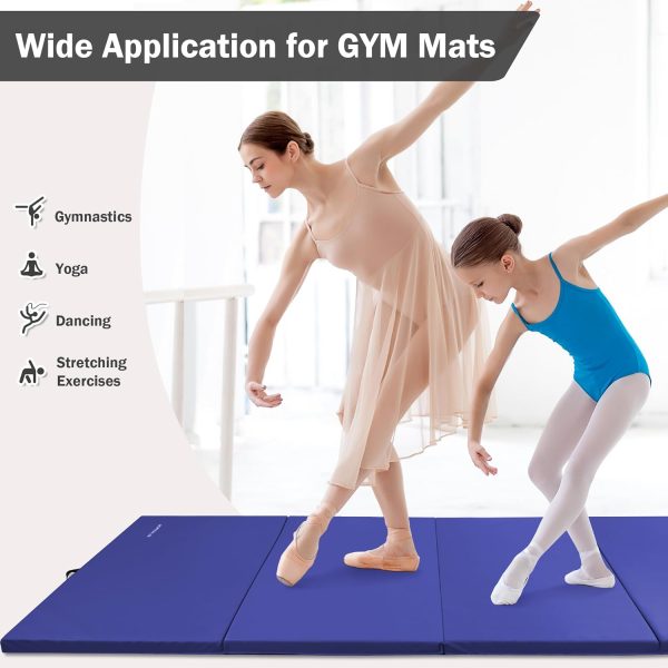 Folding Exercise Gymnastics Mat, 4'x8'x2" Gym Workout Mat with Carrying Handles High-Density Anti-Tear Portable Fitness Aerobics Mats for Home Gym Yoga Pilates Tumbling MMA Core Training, Multiple Colors - Image 7