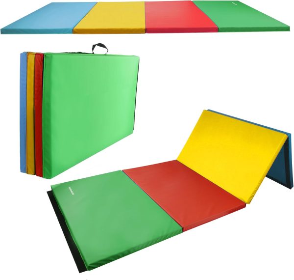 Folding Exercise Gymnastics Mat, 4'x8'x2" Gym Workout Mat with Carrying Handles High-Density Anti-Tear Portable Fitness Aerobics Mats for Home Gym Yoga Pilates Tumbling MMA Core Training, Multiple Colors - Image 8