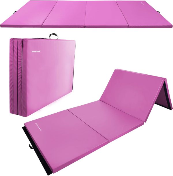 Folding Exercise Gymnastics Mat, 4'x8'x2" Gym Workout Mat with Carrying Handles High-Density Anti-Tear Portable Fitness Aerobics Mats for Home Gym Yoga Pilates Tumbling MMA Core Training, Multiple Colors - Image 15