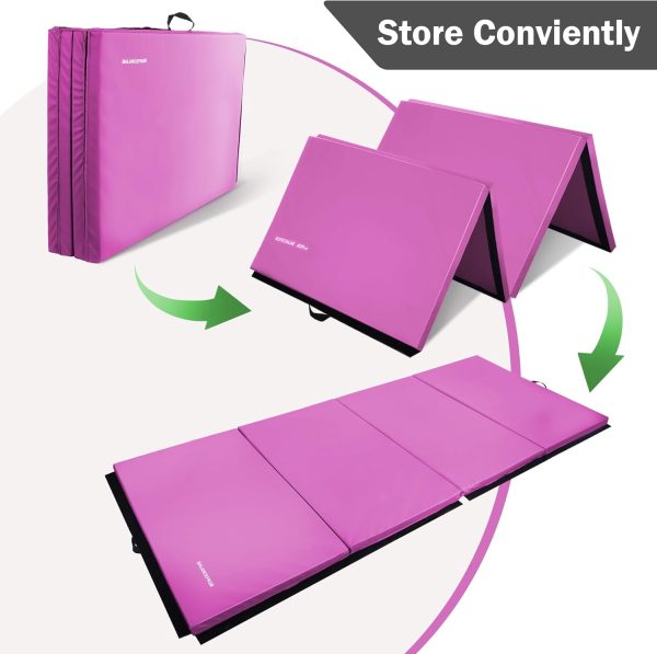 Folding Exercise Gymnastics Mat, 4'x8'x2" Gym Workout Mat with Carrying Handles High-Density Anti-Tear Portable Fitness Aerobics Mats for Home Gym Yoga Pilates Tumbling MMA Core Training, Multiple Colors - Image 19