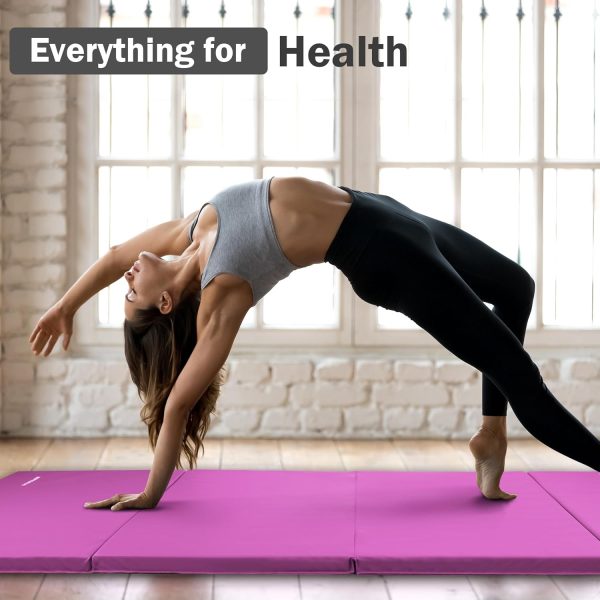 Folding Exercise Gymnastics Mat, 4'x8'x2" Gym Workout Mat with Carrying Handles High-Density Anti-Tear Portable Fitness Aerobics Mats for Home Gym Yoga Pilates Tumbling MMA Core Training, Multiple Colors - Image 20