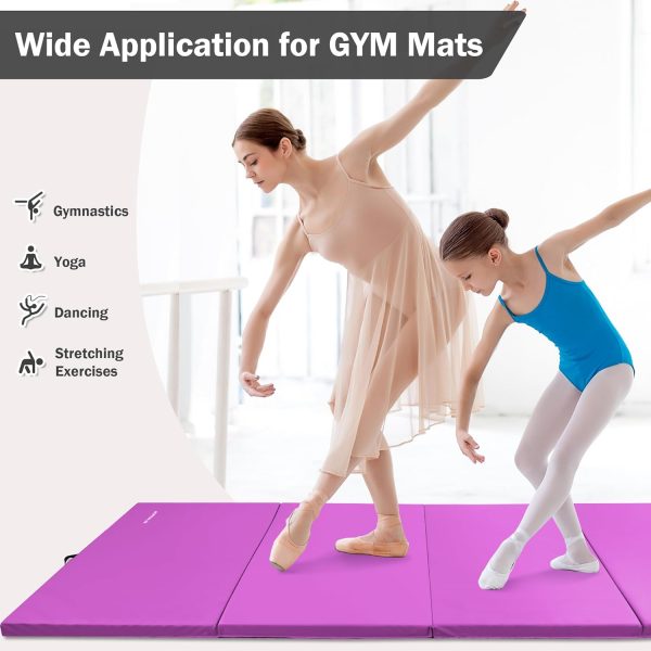 Folding Exercise Gymnastics Mat, 4'x8'x2" Gym Workout Mat with Carrying Handles High-Density Anti-Tear Portable Fitness Aerobics Mats for Home Gym Yoga Pilates Tumbling MMA Core Training, Multiple Colors - Image 21
