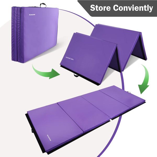 Folding Exercise Gymnastics Mat, 4'x8'x2" Gym Workout Mat with Carrying Handles High-Density Anti-Tear Portable Fitness Aerobics Mats for Home Gym Yoga Pilates Tumbling MMA Core Training, Multiple Colors - Image 26
