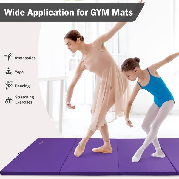 Folding Exercise Gymnastics Mat, 4'x8'x2" Gym Workout Mat with Carrying Handles High-Density Anti-Tear Portable Fitness Aerobics Mats for Home Gym Yoga Pilates Tumbling MMA Core Training, Multiple Colors - Image 28