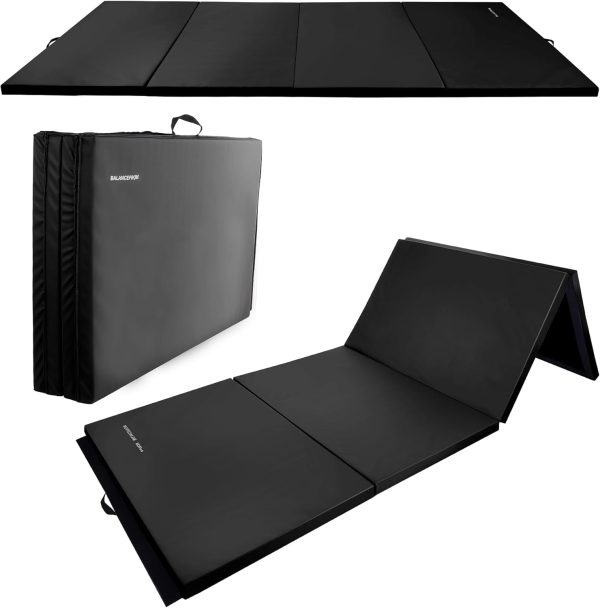 Folding Exercise Gymnastics Mat, 4'x8'x2" Gym Workout Mat with Carrying Handles High-Density Anti-Tear Portable Fitness Aerobics Mats for Home Gym Yoga Pilates Tumbling MMA Core Training, Multiple Colors - Image 29
