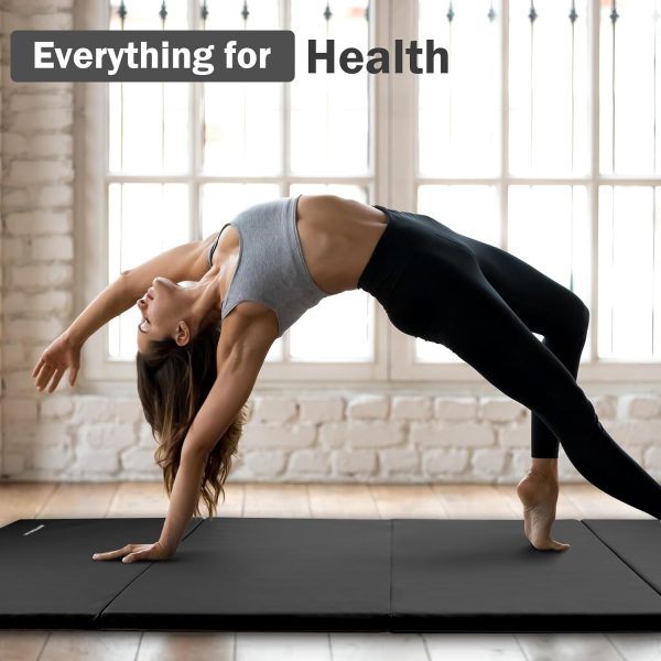 Folding Exercise Gymnastics Mat, 4'x8'x2" Gym Workout Mat with Carrying Handles High-Density Anti-Tear Portable Fitness Aerobics Mats for Home Gym Yoga Pilates Tumbling MMA Core Training, Multiple Colors - Image 34