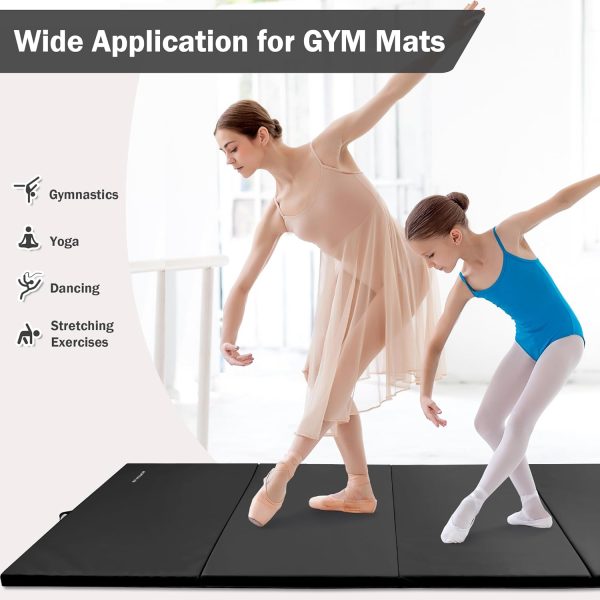 Folding Exercise Gymnastics Mat, 4'x8'x2" Gym Workout Mat with Carrying Handles High-Density Anti-Tear Portable Fitness Aerobics Mats for Home Gym Yoga Pilates Tumbling MMA Core Training, Multiple Colors - Image 35
