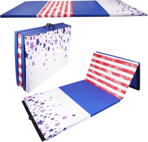 Folding Exercise Gymnastics Mat, 4'x8'x2" Gym Workout Mat with Carrying Handles High-Density Anti-Tear Portable Fitness Aerobics Mats for Home Gym Yoga Pilates Tumbling MMA Core Training, Multiple Colors - Image 36