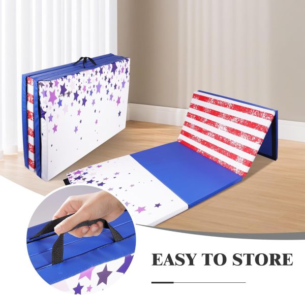 Folding Exercise Gymnastics Mat, 4'x8'x2" Gym Workout Mat with Carrying Handles High-Density Anti-Tear Portable Fitness Aerobics Mats for Home Gym Yoga Pilates Tumbling MMA Core Training, Multiple Colors - Image 39