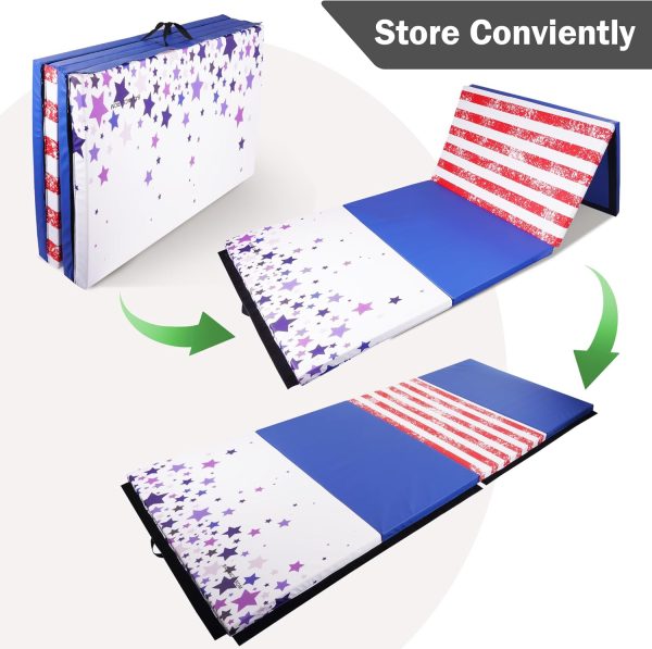Folding Exercise Gymnastics Mat, 4'x8'x2" Gym Workout Mat with Carrying Handles High-Density Anti-Tear Portable Fitness Aerobics Mats for Home Gym Yoga Pilates Tumbling MMA Core Training, Multiple Colors - Image 40