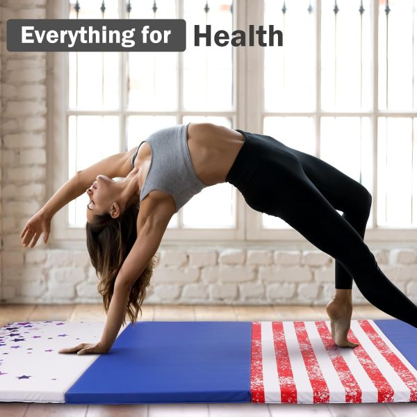 Folding Exercise Gymnastics Mat, 4'x8'x2" Gym Workout Mat with Carrying Handles High-Density Anti-Tear Portable Fitness Aerobics Mats for Home Gym Yoga Pilates Tumbling MMA Core Training, Multiple Colors - Image 41