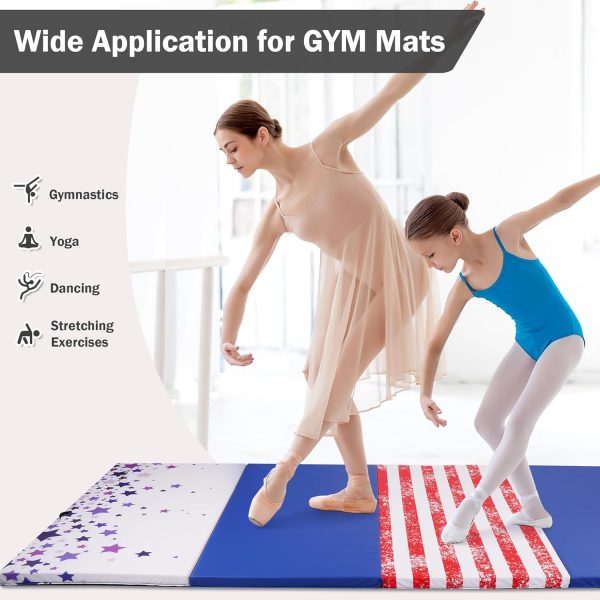 Folding Exercise Gymnastics Mat, 4'x8'x2" Gym Workout Mat with Carrying Handles High-Density Anti-Tear Portable Fitness Aerobics Mats for Home Gym Yoga Pilates Tumbling MMA Core Training, Multiple Colors - Image 42