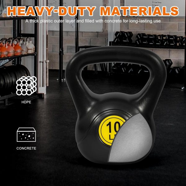 Wide Grip 3-Piece or 4-Piece Kettlebell Exercise Fitness Weight Set, Include 5 lbs, 10 lbs, 15 lbs and 20 lbs, Set of 3 or Set of 4 - Image 6