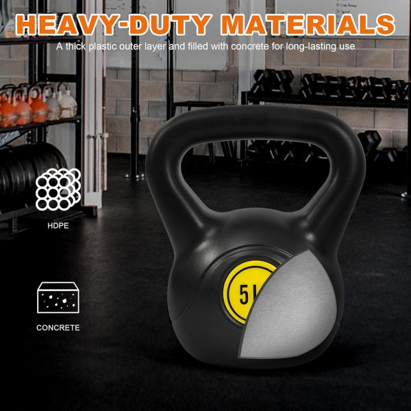 Wide Grip 3-Piece or 4-Piece Kettlebell Exercise Fitness Weight Set, Include 5 lbs, 10 lbs, 15 lbs and 20 lbs, Set of 3 or Set of 4 - Image 11