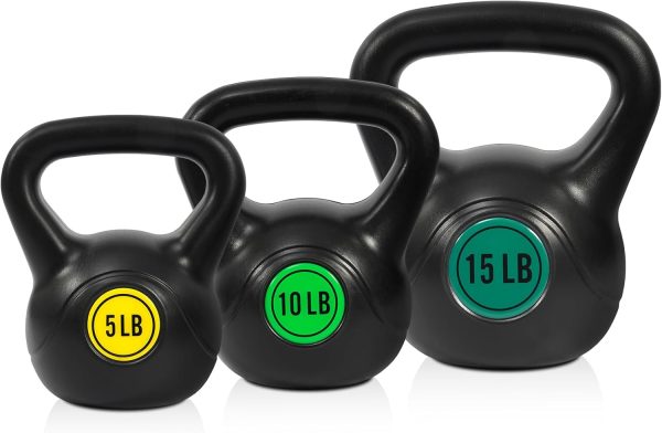 Wide Grip 3-Piece or 4-Piece Kettlebell Exercise Fitness Weight Set, Include 5 lbs, 10 lbs, 15 lbs and 20 lbs, Set of 3 or Set of 4 - Image 15
